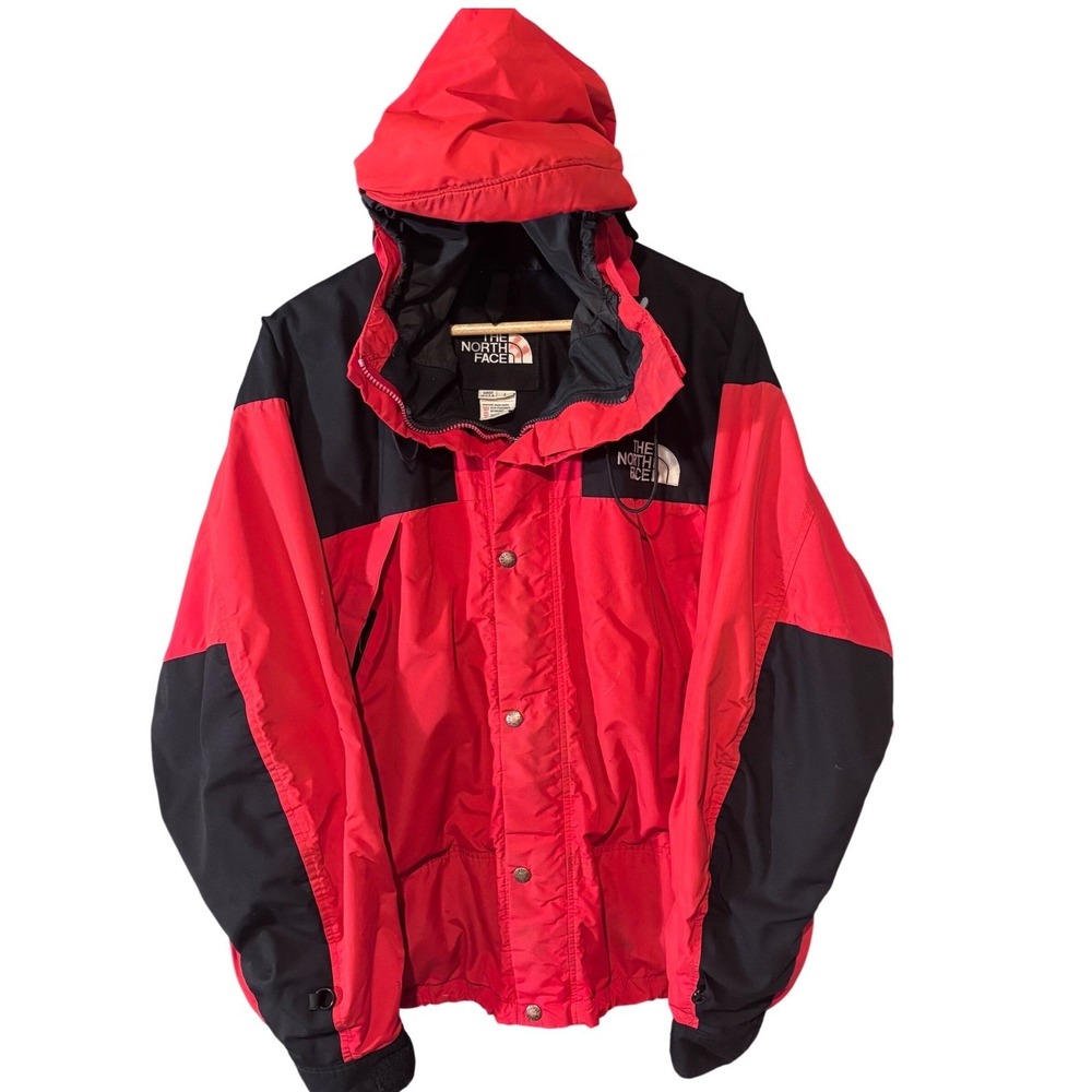 VTG 1990 North Face Gore-Tex Heavyweight Mountain Jacket L Made USA Red Black